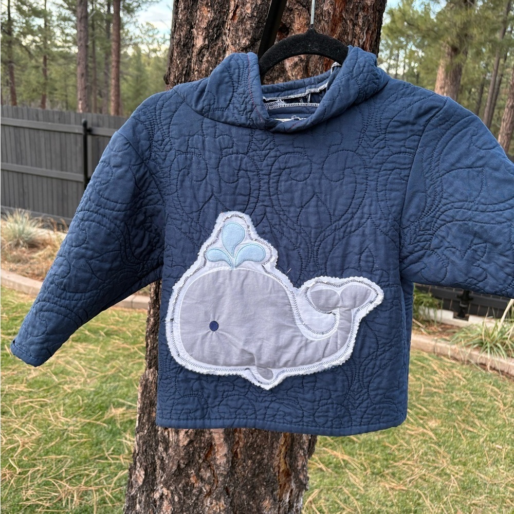 Kids Quilted Hoodie with Whale Design